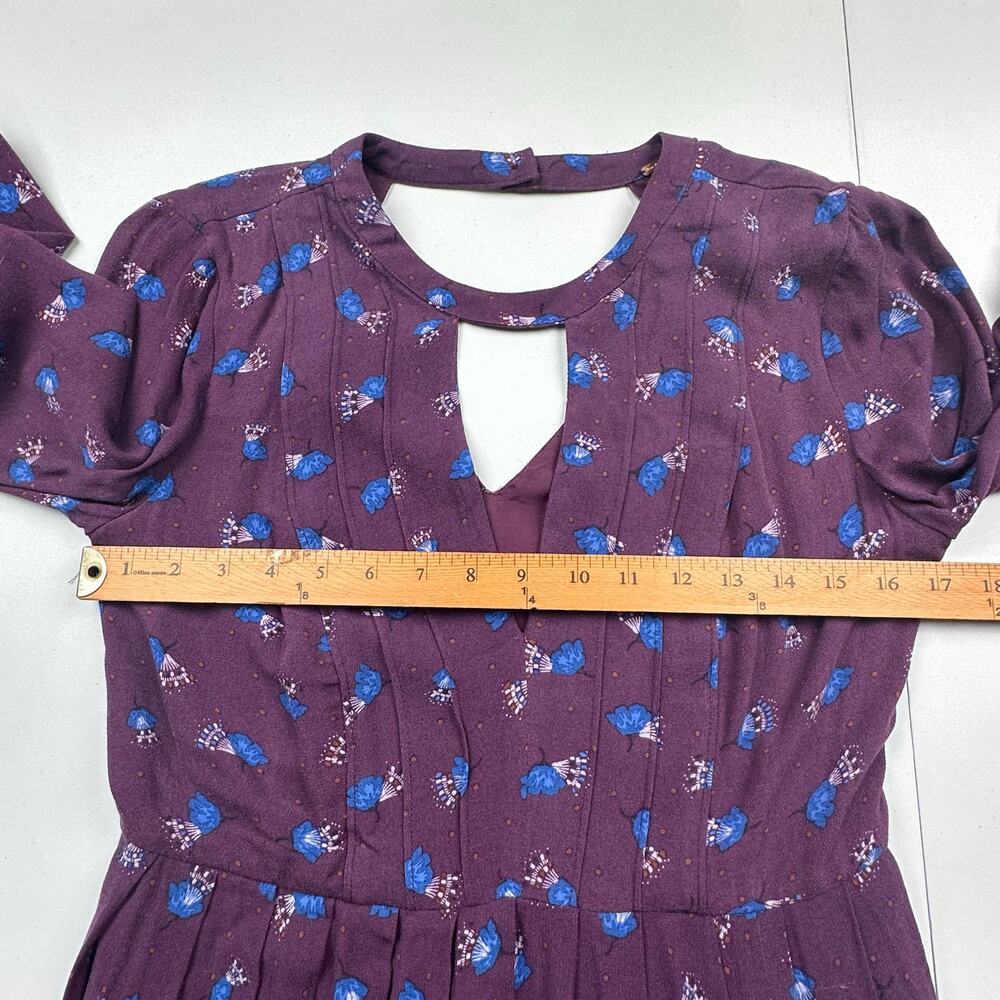 Free People Dress Womens 2 Purple Floral Tegan Keyhole Festival Boho Peasant - Picture 12 of 15